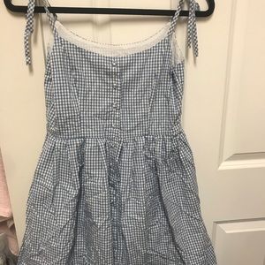 blue and white dress